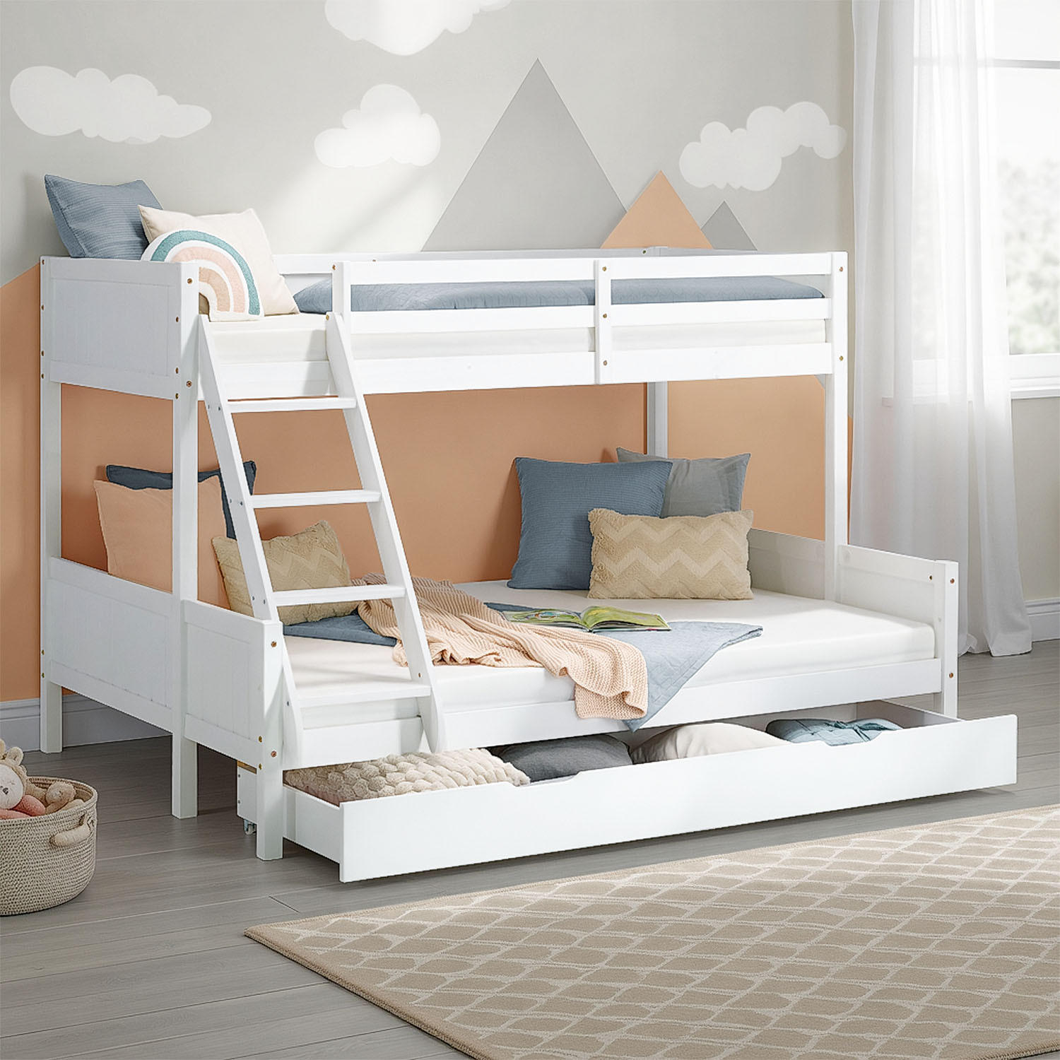 ETAGENBETT 90/200 cm und 140/200 cm weiß Bettkasten - Weiß, Holz - Homestyle4u