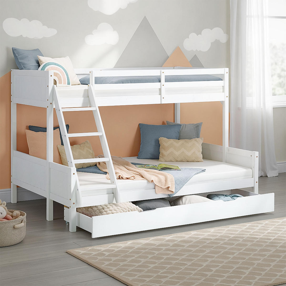 ETAGENBETT 90/200 cm und 140/200 cm weiß Bettkasten - Weiß, Holz - Homestyle4u