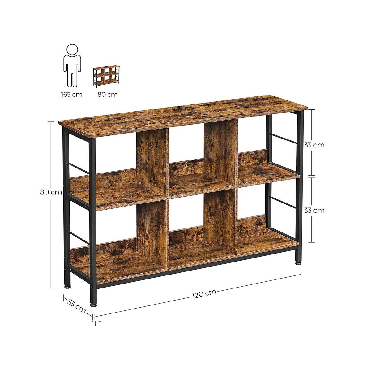 BÜCHERREGAL - Braun, Holzwerkstoff (33/80/120cm) - Hansiro