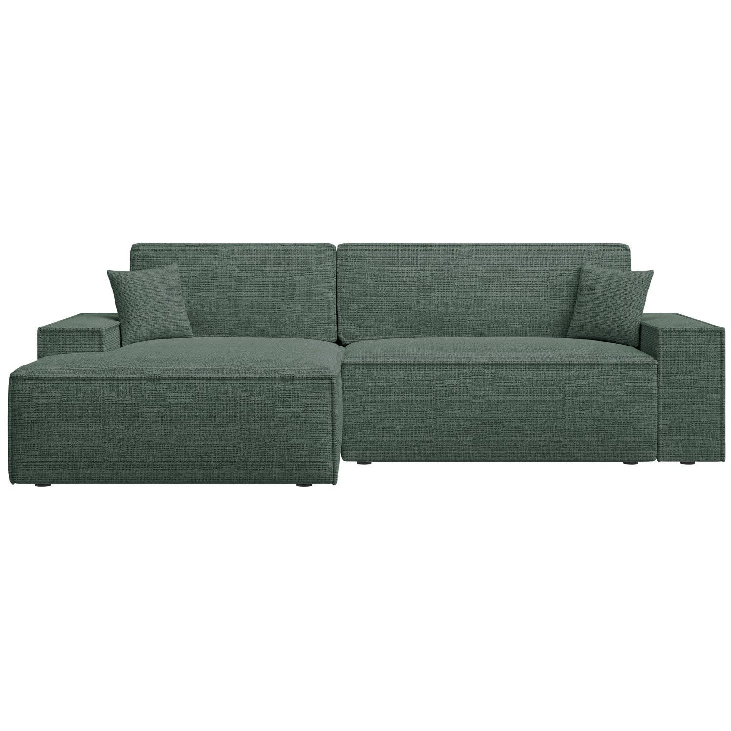ECKSOFA Farese New Salbeigrün Chenille - Salbeigrün/Schwarz, Kunststoff/Textil (267/167cm) - Selsey