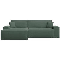 ECKSOFA Farese New Salbeigrün Chenille - Salbeigrün/Schwarz, Kunststoff/Textil (267/167cm) - Selsey