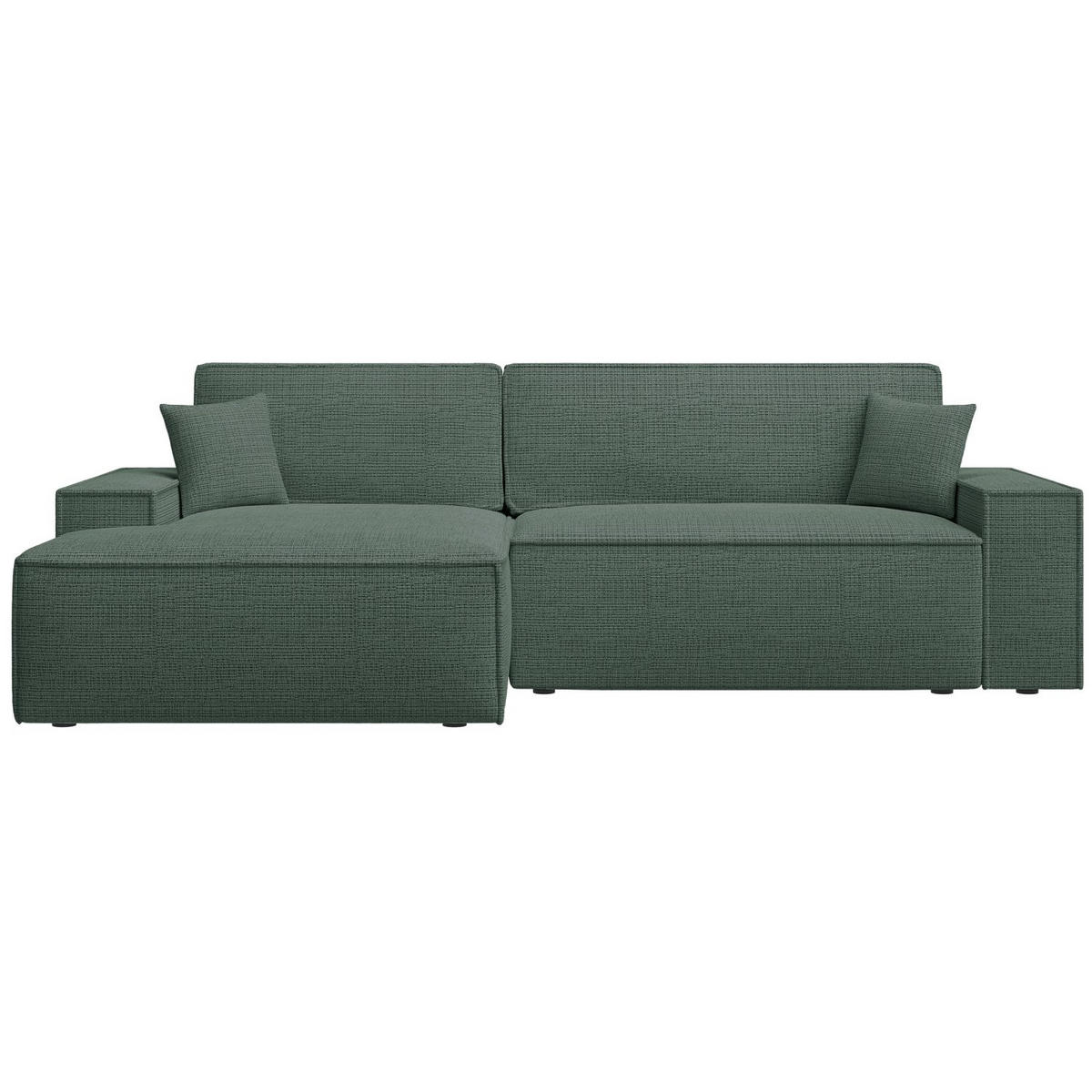 ECKSOFA Farese New Salbeigrün Chenille - Salbeigrün/Schwarz, Kunststoff/Textil (267/167cm) - Selsey