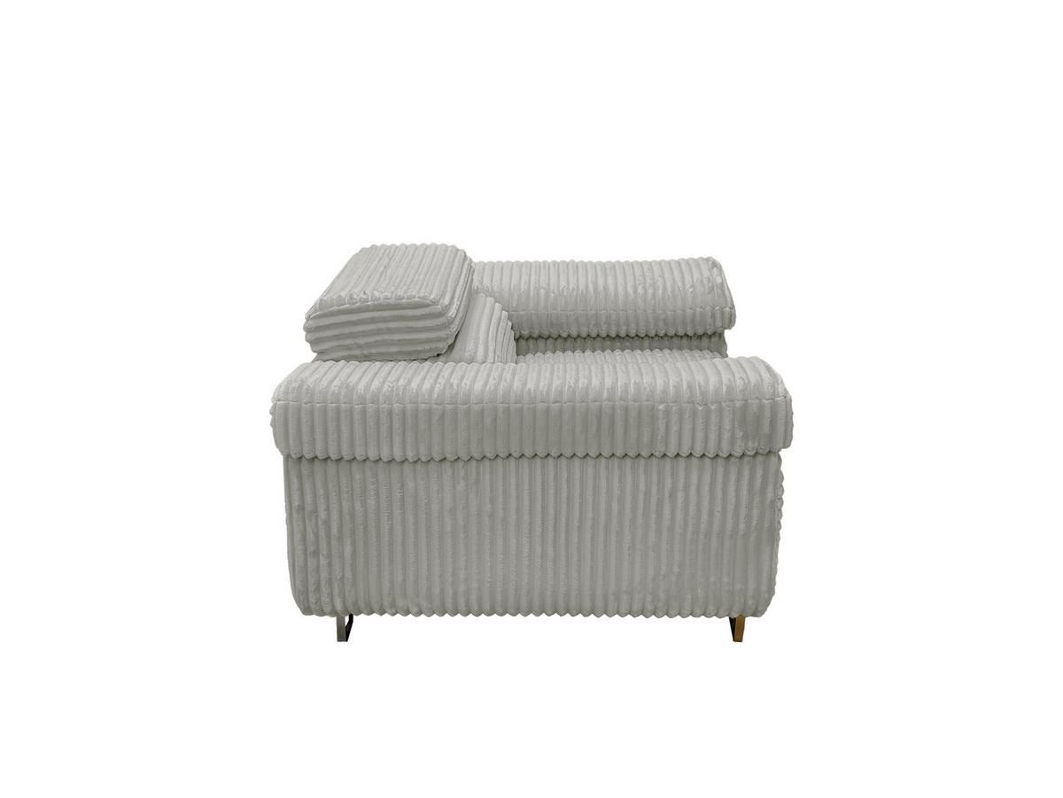 GUSTAW Sitzgarnitur 3+2+1, Schlafsofa 3-Sitzer, Cordbezug Grau - Grau, Textil (225/92/101cm) - KS Home Concept