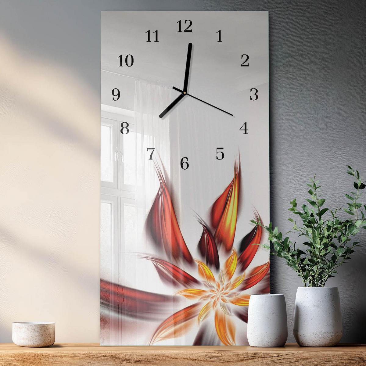 WANDUHR 60x30 cm - Blumenallee - Multicolor, Glas (30/60/0.4cm) - TULUP