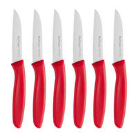 KÜCHENMESSER 6-teiliges Set Rot Edelstahl Gerade Klinge 3'' - Rot, Metall (19cm)