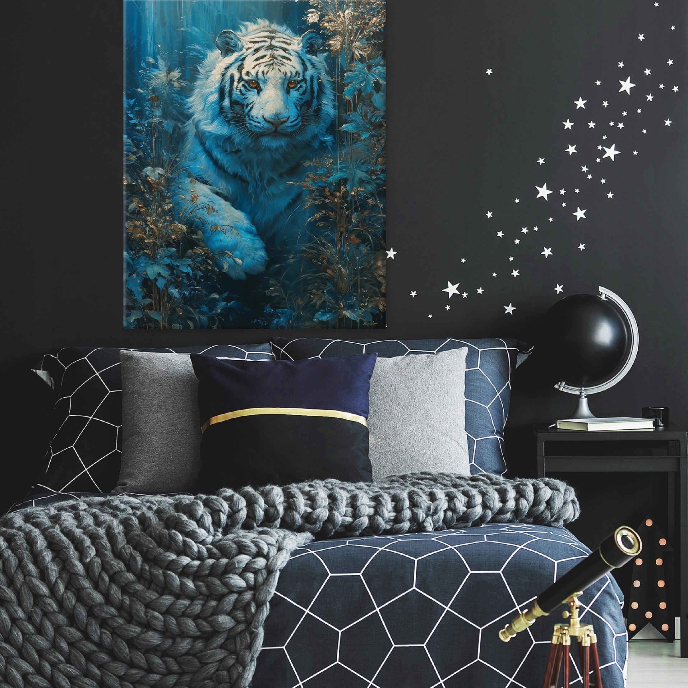 LEINWANDBILD Tiger Tiere Blau 80x120 cm - Multicolor, Holzwerkstoff (80/120cm) - Wallarena