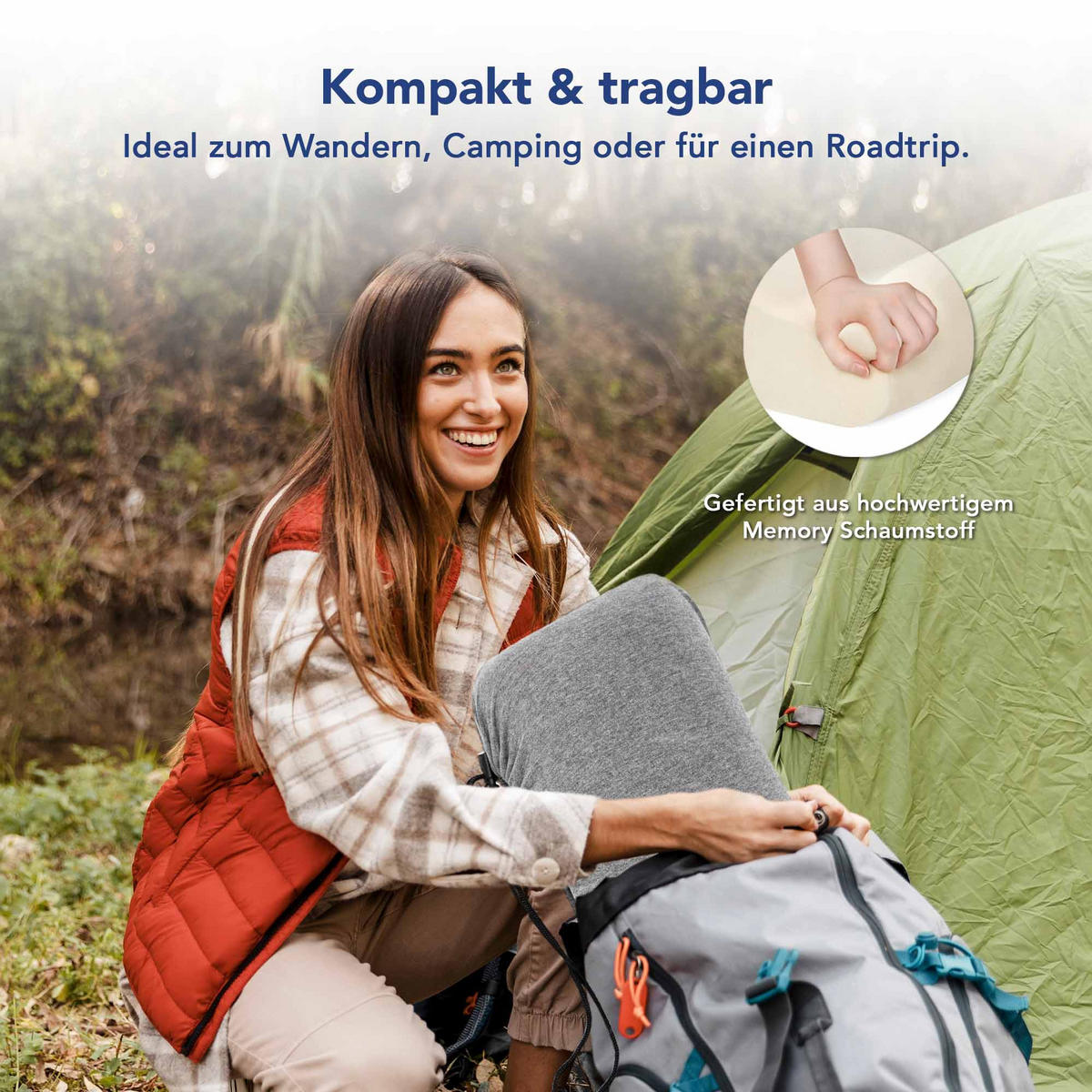 CAMPING-KISSEN - Grau, Textil (40/60cm) - KomfortKissen