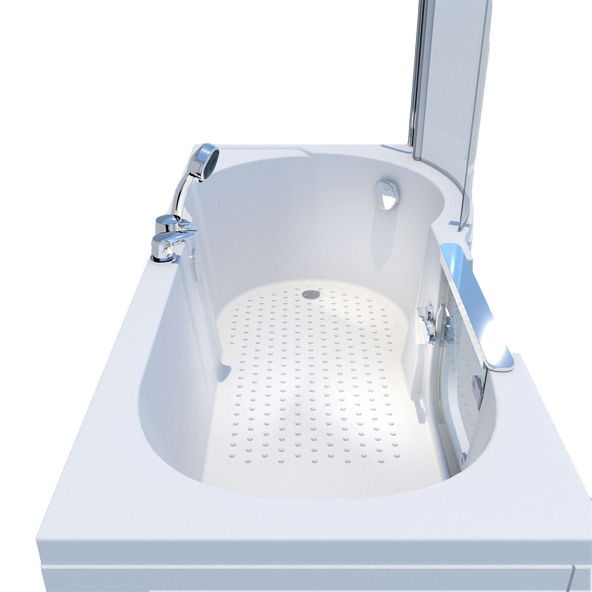 SENIORENDUSCHE Sitzwanne mit Tür S12D-EH-L-EC 170x85cm - Weiß, Glas/Kunststoff (170/85/200cm) - AcquaVapore by Sandra Jentho