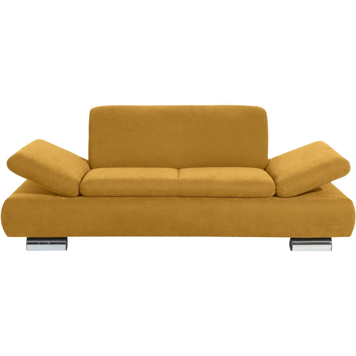 SOFA 2-Sitzer Kaye Bezug Veloursstoff Metallfuß verchromt / mais - Gelb, Kunststoff (190/76/90cm) - 58aufmkessel