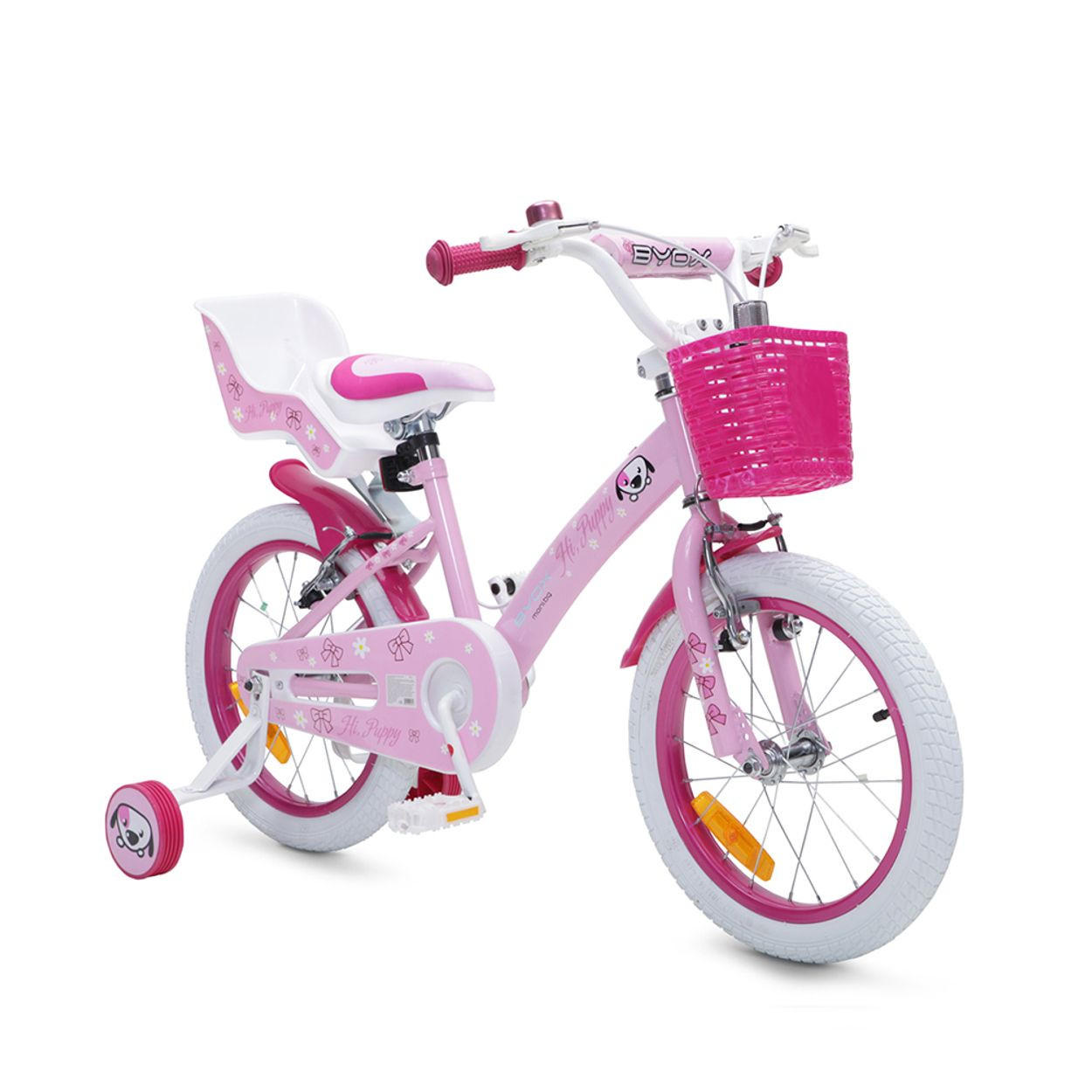 KINDERFAHRRAD 16 Zoll Puppy rosa, Stützräder, Puppensitz, einstellbar - Pink/Rosa, Metall (77cm)