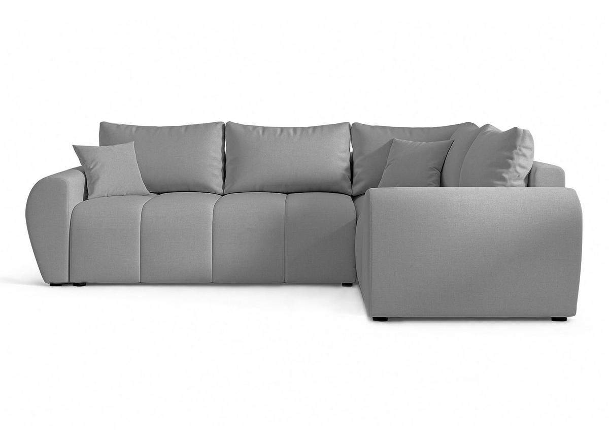 ECKSOFA L Form Malatya MAX Hellgrau 246/145/80 cm stilvolle mit Schlaffunktion R - Hellgrau/Schwarz, Kunststoff/Textil (235/175cm) - AX Living