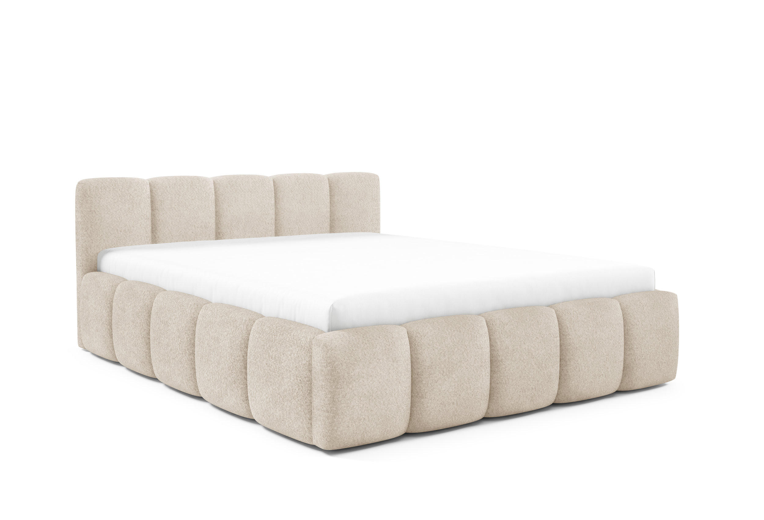 POLSTERBETT QUATTRO, 180x200 cm, Doppelbett mit Bettkasten, Boucle Stoff, Frabe: Beige - Beige, Holz/Textil (180/200cm)