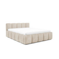 POLSTERBETT QUATTRO, 180x200 cm, Doppelbett mit Bettkasten, Boucle Stoff, Frabe: Beige - Beige, Holz/Textil (180/200cm)