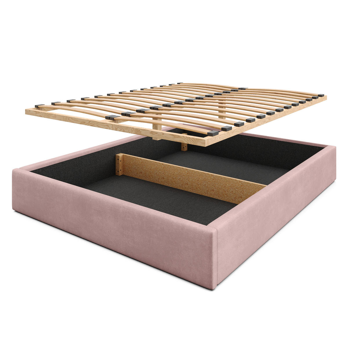 POLSTERBETT 160x200cm Bett mit Stauraum Lattenrost Rosa - Rosa, Holz/Holzwerkstoff (160/200cm) - Muralo