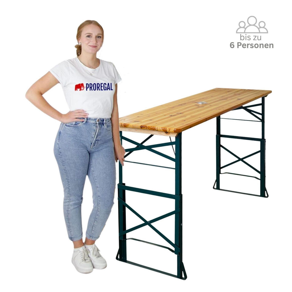 BIERZELTTISCH höhenverstellbar & klappbar 90-116x170x50cm Holz - Hellbraun, Holz - CHEFGASTRO