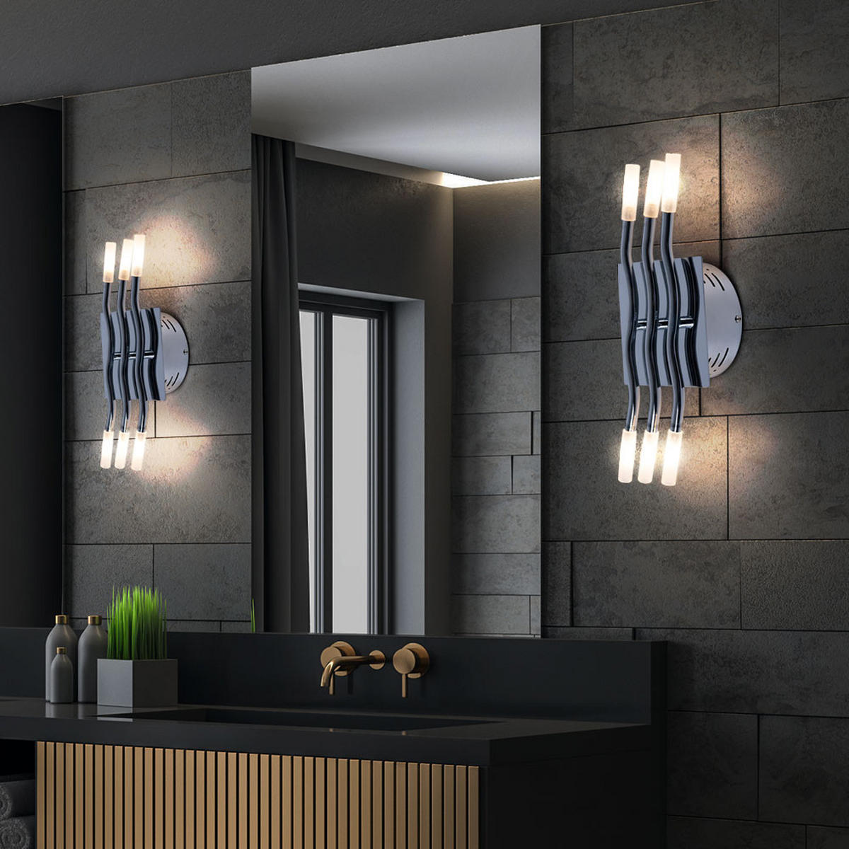 LED WANDLEUCHTE MEDUSA Silber Metall Glas - Silberfarben, Glas (14/8.5/35cm) - Globo Lighting