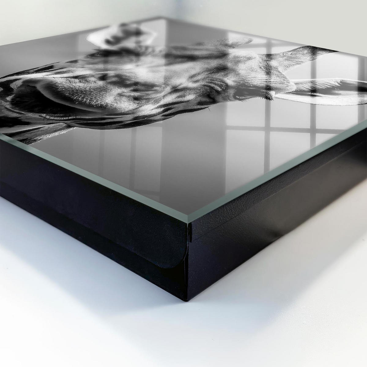 SCHLÜSSELBOX Schwarz 30x30 cm- Türöffnung nach rechts - Giraffenporträt - Grau, Metall (30/30/5cm) - TULUP