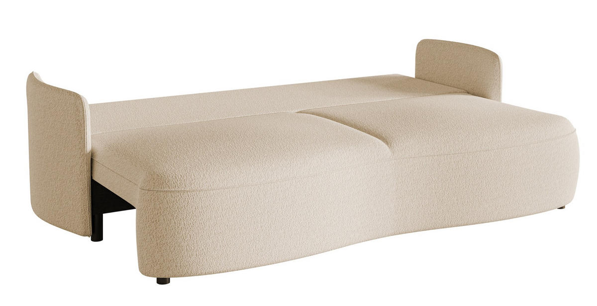 SOFA Raviolo Hellbeige mit Bouclé-Bezug - Ecru/Schwarz, Kunststoff/Textil (230/95/103cm) - Selsey