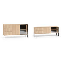 WOHNZIMMER-SET Barnee 2-tlg Lindberg Eiche 320 / 40 / 86cm - Eichefarben/Schwarz, Holz/Holzwerkstoff (320/86/40cm) - Feldmann-Wohnen