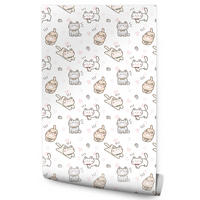 VLIESTAPETE Kätzchen und Herzen – Beige, Grau, Weiß – 50x1000 cm - Beige/Weiß, Papier (50/1000cm) - Muralo