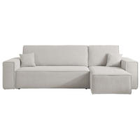 ECKSOFA Scarlo Hellbeige Cordbezug - Ecru/Schwarz, Kunststoff/Textil (244/145cm) - Selsey