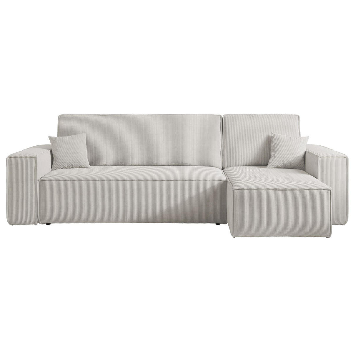 ECKSOFA Scarlo Hellbeige Cordbezug - Ecru/Schwarz, Kunststoff/Textil (244/145cm) - Selsey