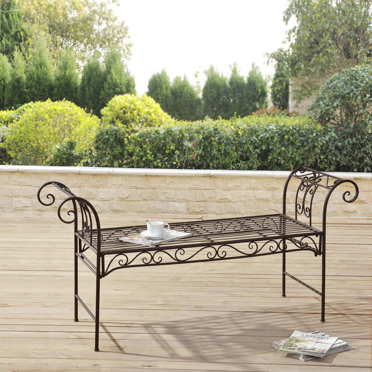GARTENBANK Cossila - Braun, Metall (147/70/46cm) - [en.casa]