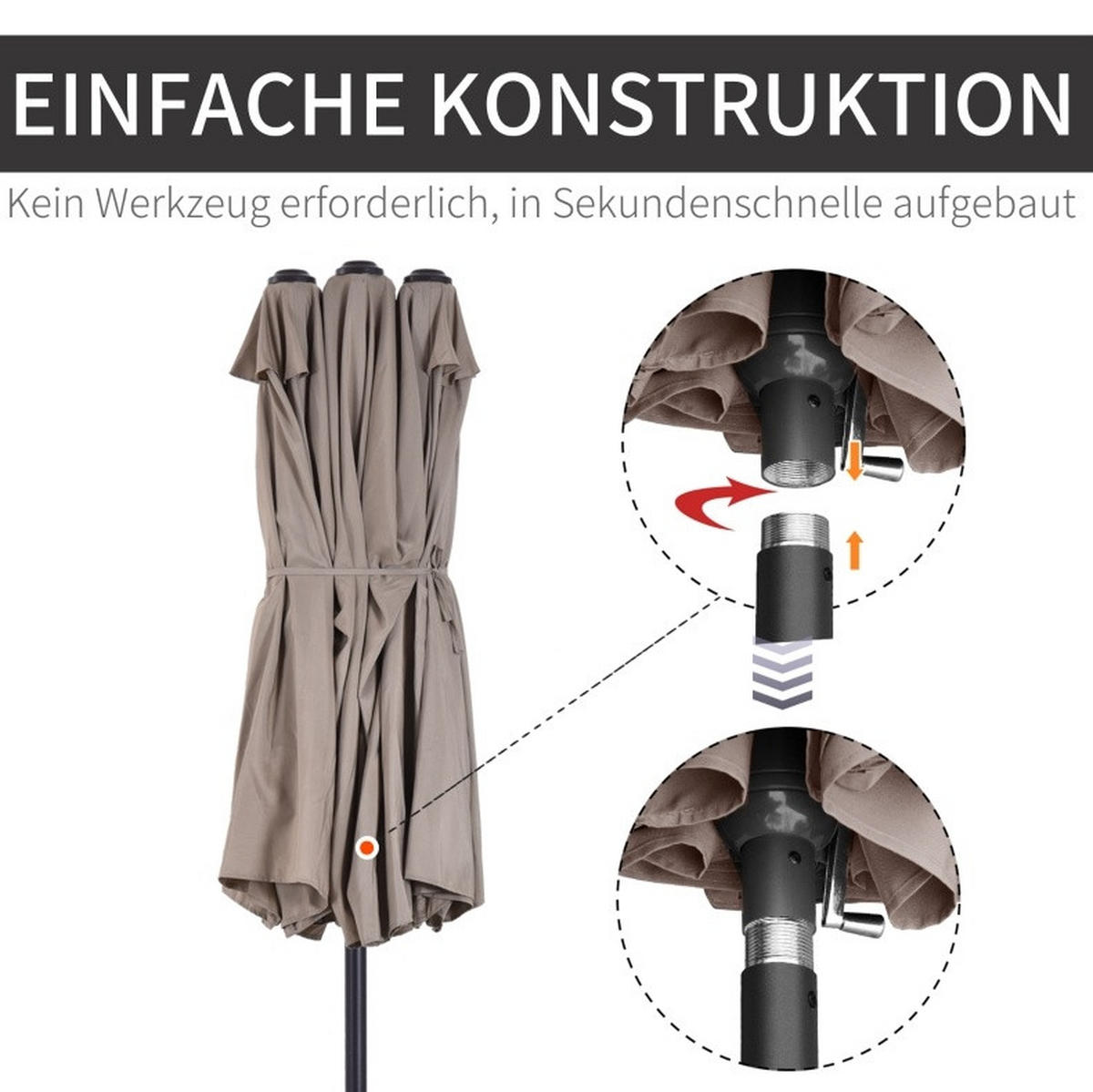 SONNENSCHIRM achteckig 294 cm in Gelb mit Kurbel und Neigefunktion - Gelb, Metall (294/294cm) - BEAOK
