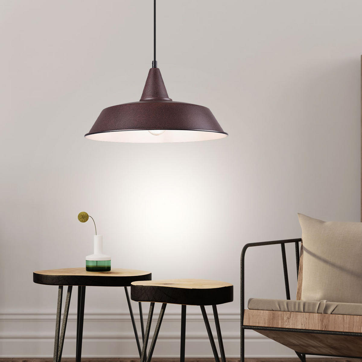 HÄNGELEUCHTE Wilton Rostbraun - Braun, Metall (35/35/150cm)