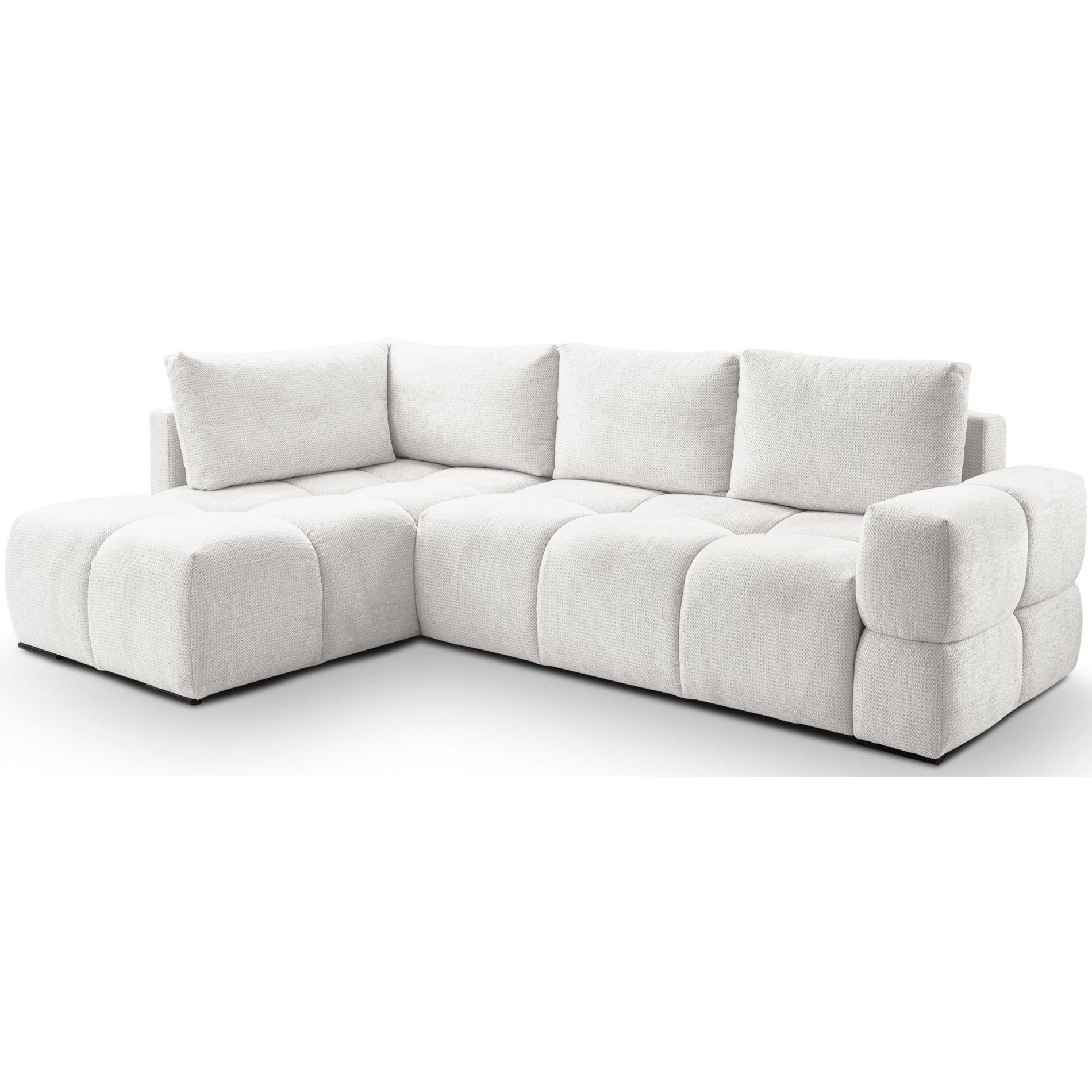 ECKSOFA Taremi mit Chenillebezug Weiß, beidseitig - Schwarz/Weiß, Textil (267/185cm) - Selsey