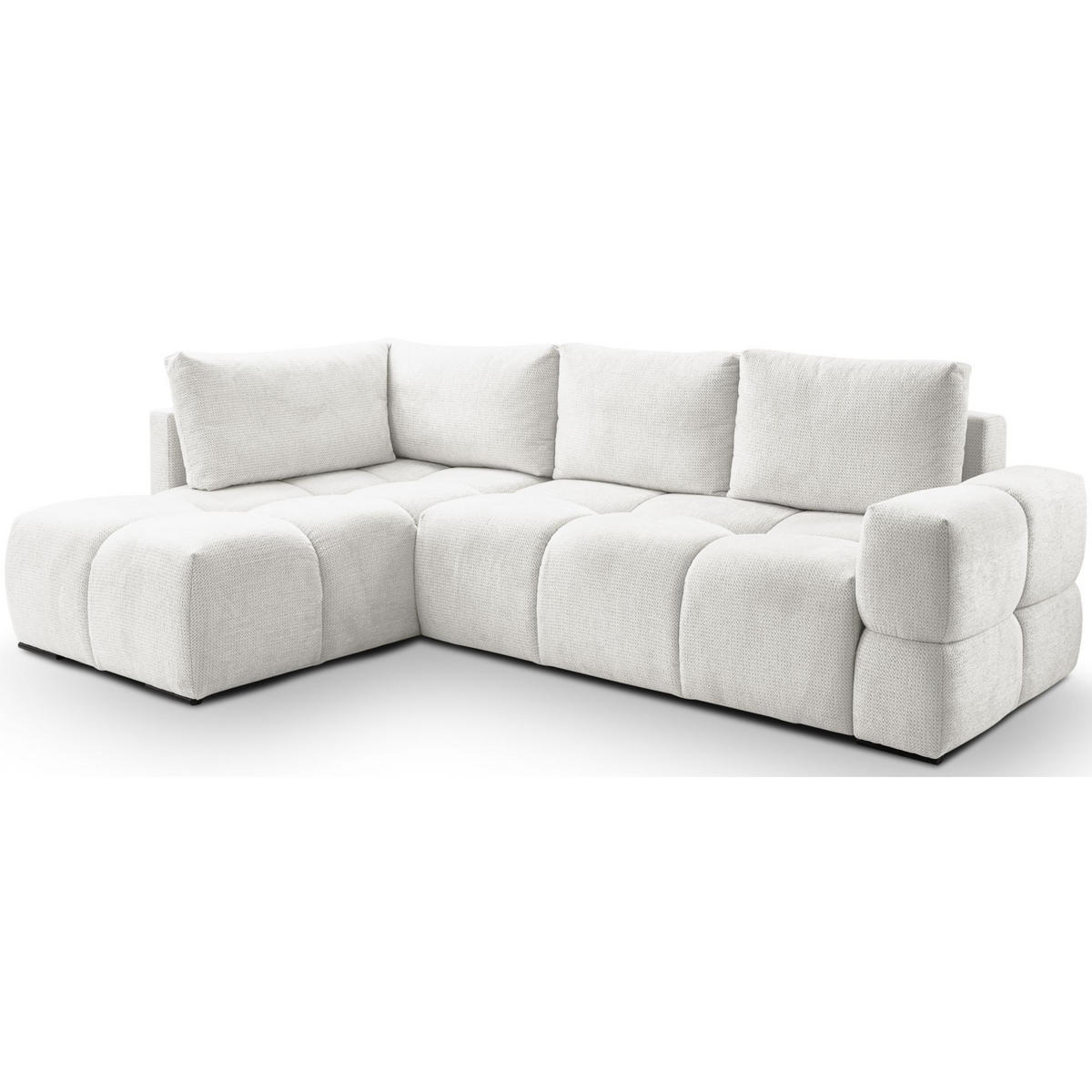 ECKSOFA Taremi mit Chenillebezug Weiß, beidseitig - Schwarz/Weiß, Textil (267/185cm) - Selsey