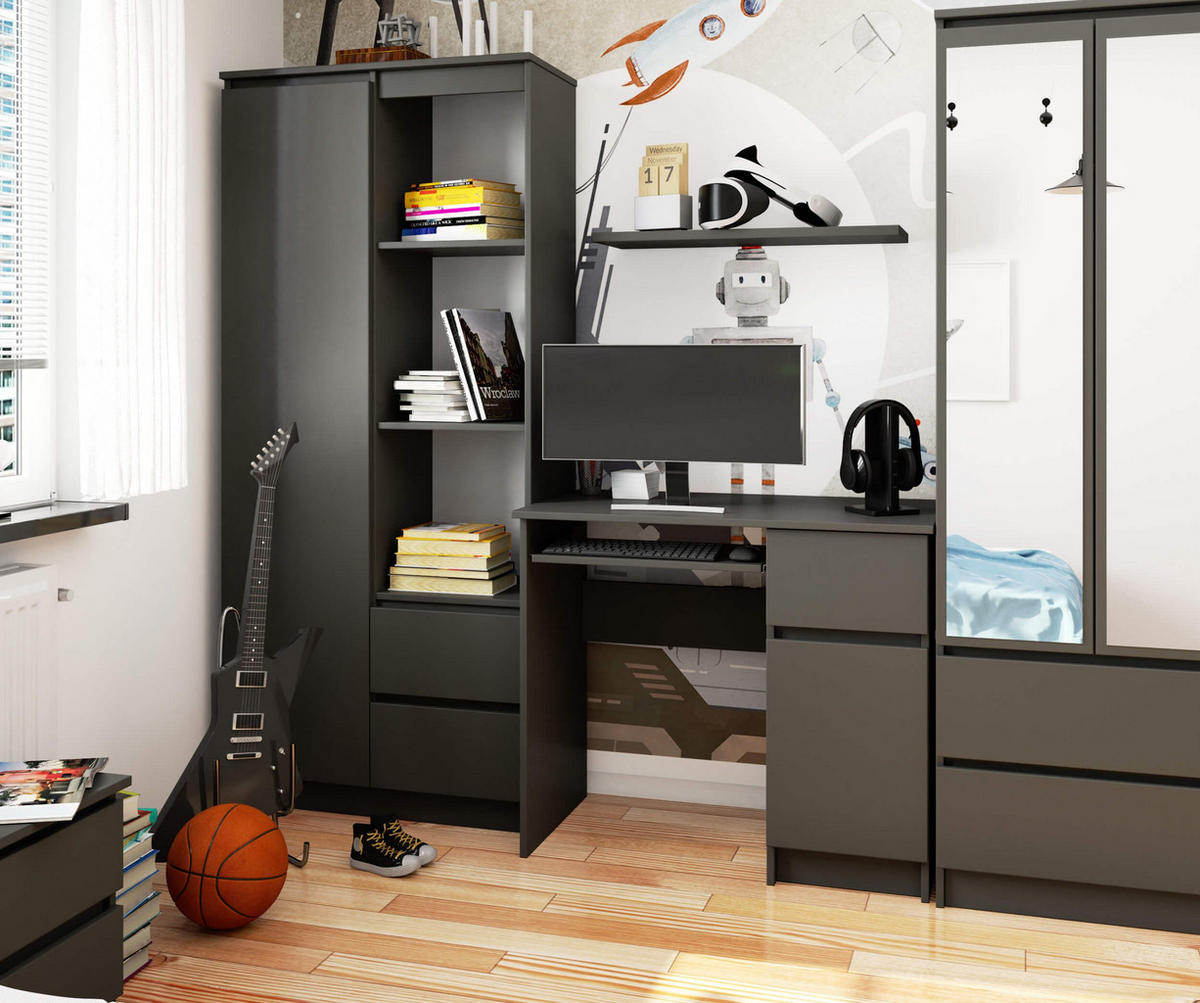 SCHREIBTISCH Graphitgrau 90x50x77 cm - Graphitfarben, Holzwerkstoff (50/90/77cm) - Akord