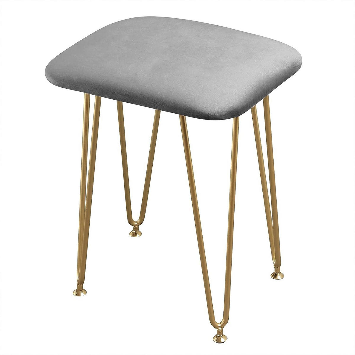 SCHMINKTISCH mit Hocker Spiegel - Goldfarben/Grau, Holzwerkstoff/Metall (100/77.5/40cm) - Woltu