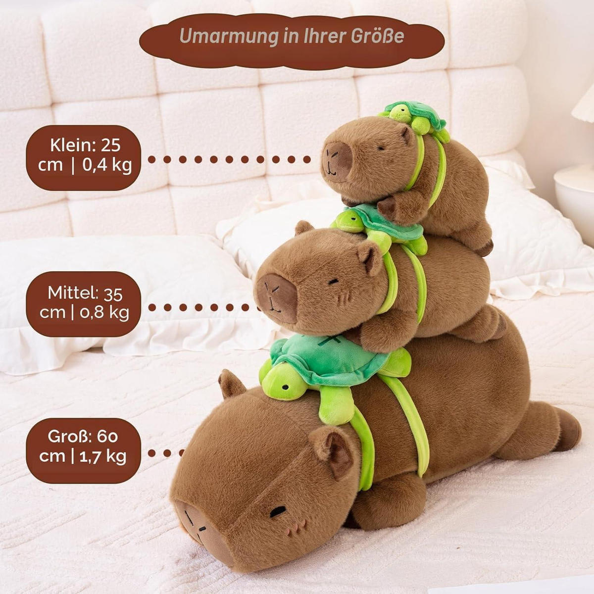 PLÜSCHTIER Capybara mit Schildkröte 25 cm - Braun, Textil (15/25cm)