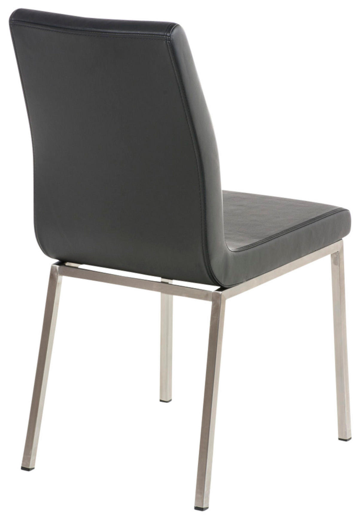 STUHL 2er Set Lederlook Schwarz - Edelstahlfarben/Schwarz, Textil/Metall (40/88/50cm) - CLP
