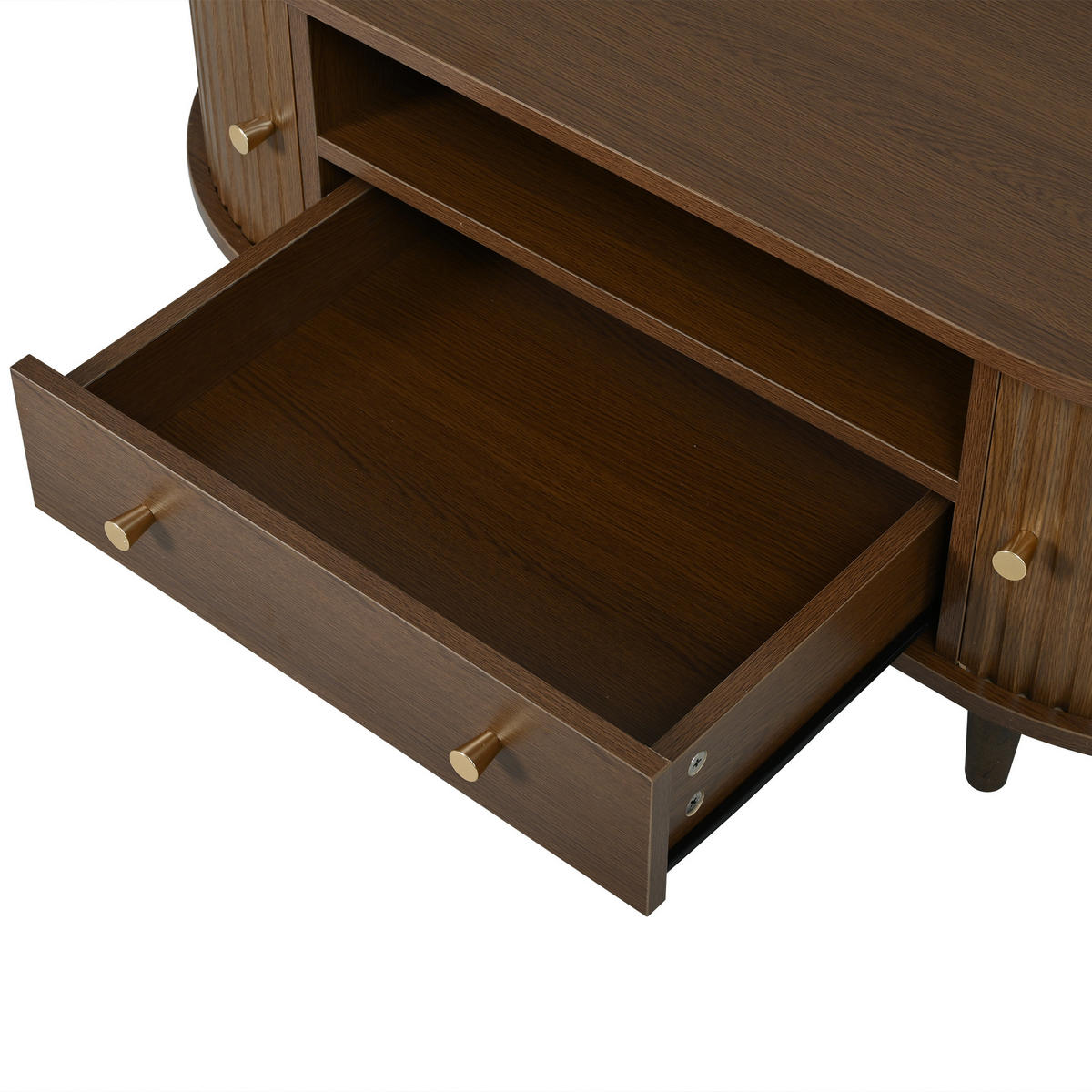 COUCHTISCH 100/50/36 cm walnussfarben aus MDF mit Schublade und Rolltür - Nussbaumfarben, Holzwerkstoff (100/50/36cm) - OKWISH