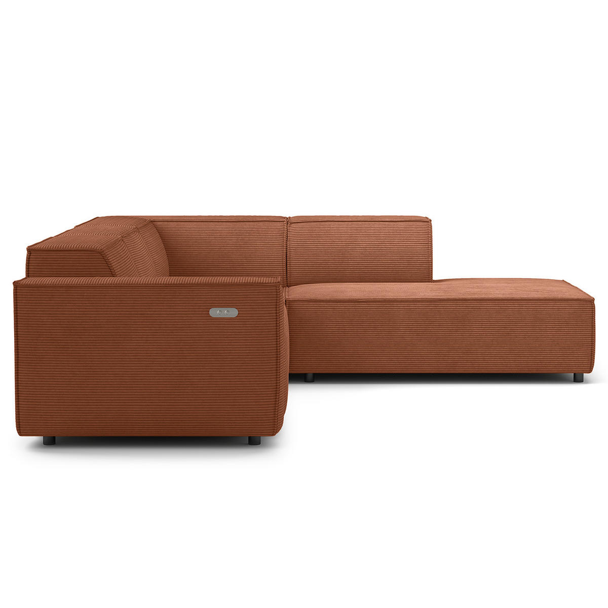 ECKSOFA mit Ottomane - Schwarz/Braun, Kunststoff/Textil (260/234cm) - home24