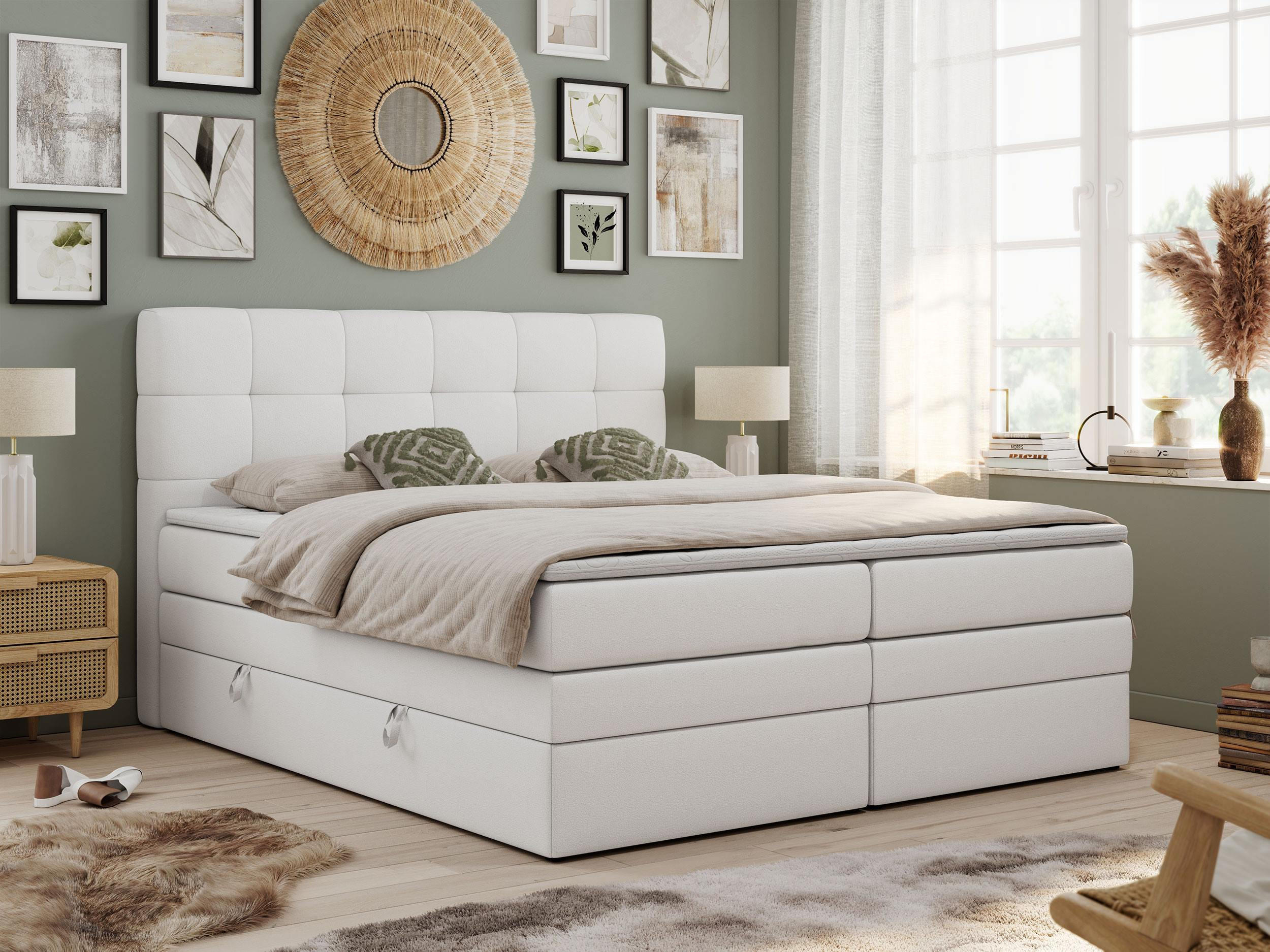 BOXSPRINGBETT LUKA KING 120/200 Weiß Kunstleder - H3 - Weiß, Holz/Textil (120/200cm) - MKS