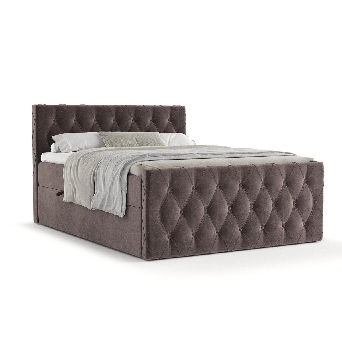 BOXBETT Signature Braun 180/200 cm im Samtstoff - Schwarz/Braun, Holz/Holzwerkstoff (180/200cm) - Maison de Reve