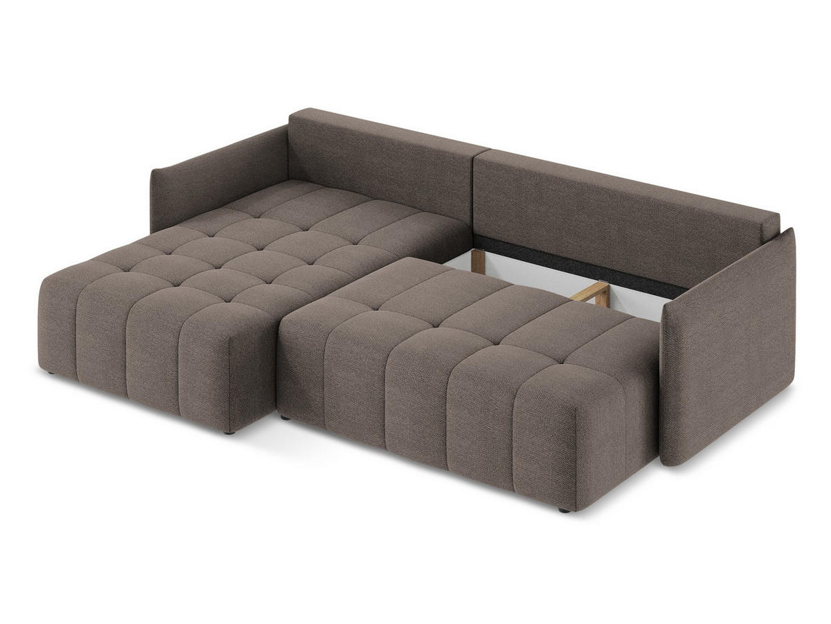 ECKSOFA Links Bouclé Stoff Grau - Hellgrau/Schwarz, Holzwerkstoff/Kunststoff (248/166cm) - Makamii