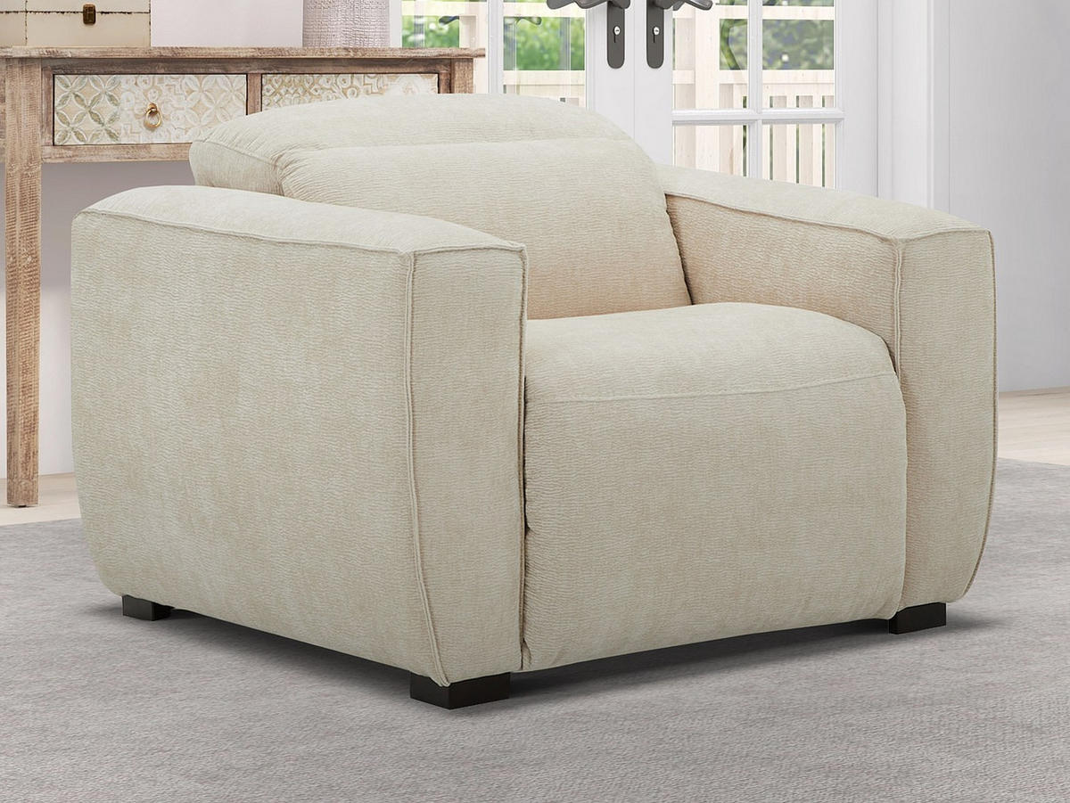 RELAXSESSEL elektrisch - Stoff - Beige - LAGUNDI - Beige, Textil (108/70/114cm) - Vente-Unique