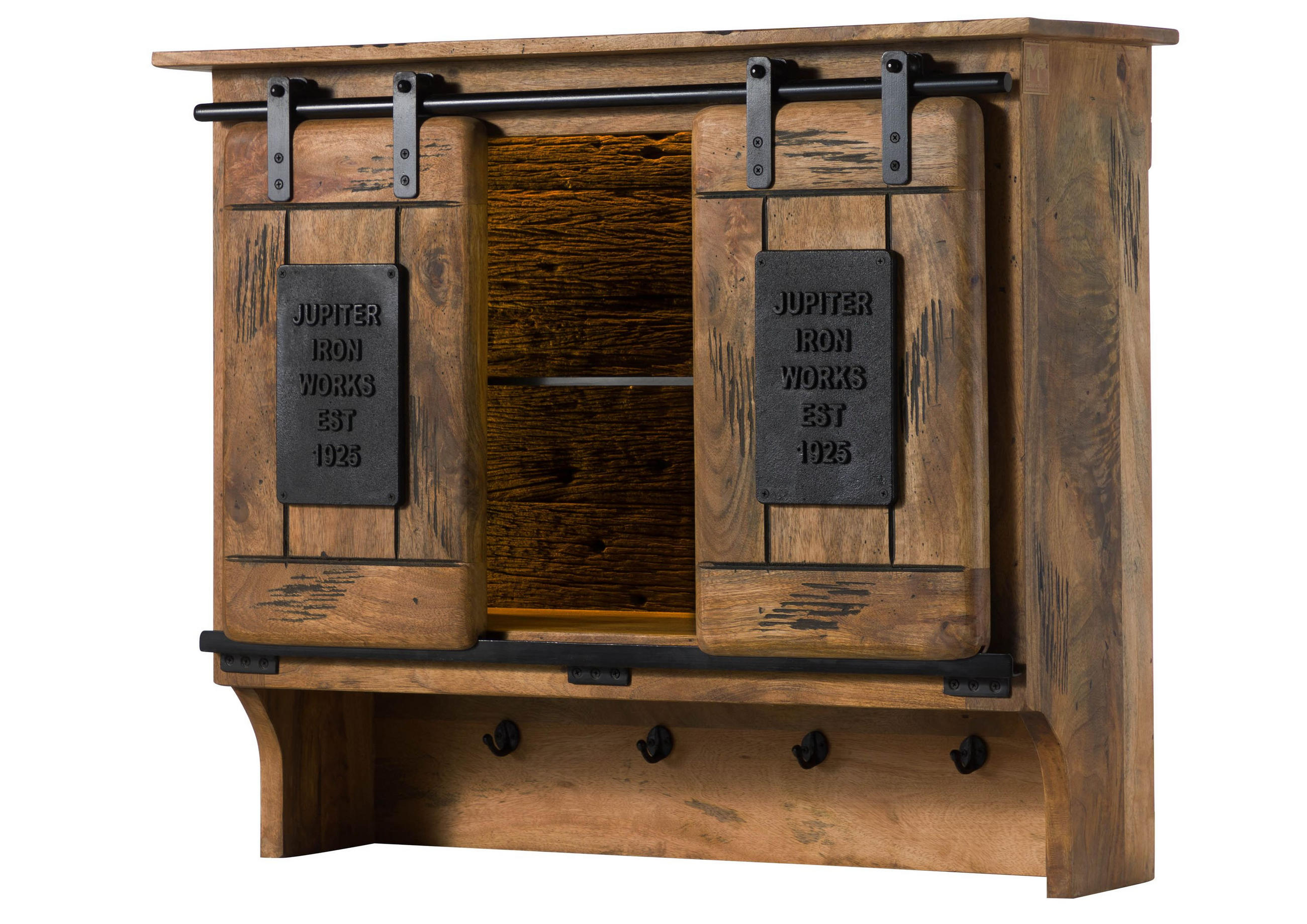 WANDREGAL Mango / Altholz 90x30x75 natur lackiert RAILWAY LUX #151 - Naturfarben, Holz (90/75/30cm) - Massivmoebel24