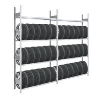 REIFENREGAL TIRE PRO 2er-Set für insgesamt 40 Reifen 4 Ebenen 150kg Fachlast pro Ebene Verzinkt - Silberfarben, Metall (260/250/43cm) - PROREGAL