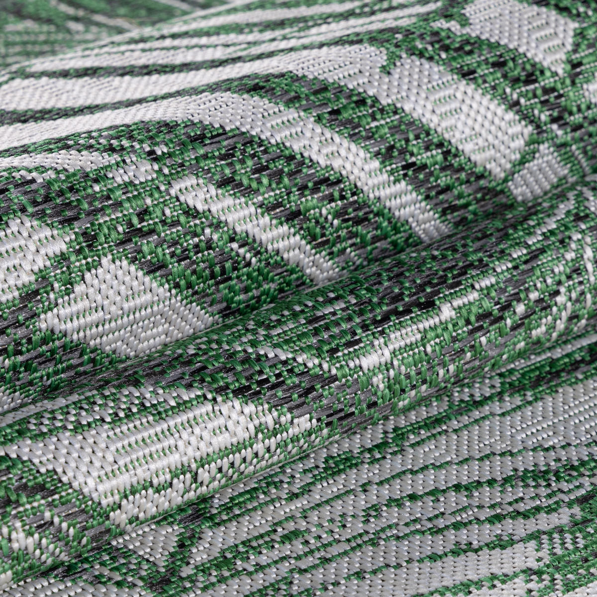 TEPPICH Outdoor Flachgewebe Palmen-Dessin Polypropylen Terrasse Grün Rechteckig 120x170 - Grün, Textil (120/170cm) - KADIMA DESIGN