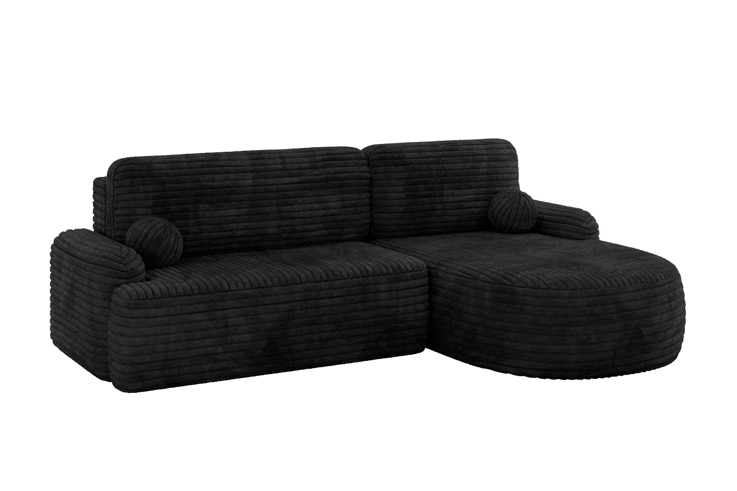 ECKSOFA mit Schlaffunktion und Bettkasten LIRA-L - 264x172x89 Schwarz - Schwarz, Holzwerkstoff/Textil (172/264cm) - ALTDECOR