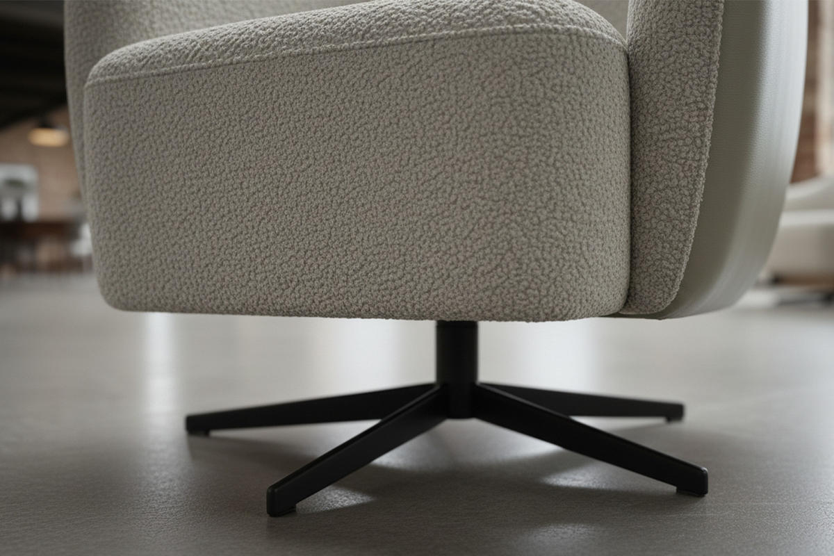 DREHSESSEL BRITTO Cremeweiß Kunstleder, Bouclé Drehbar (360°) - Creme/Schwarz, Textil/Metall (81/85/83cm) - KAWOLA