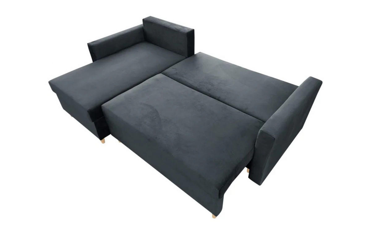 ECKSOFA MON, Dunkelgrau, Veloursstoff, Ottomane Universal - Dunkelgrau, Textil (222/142cm) - Sepro Meble