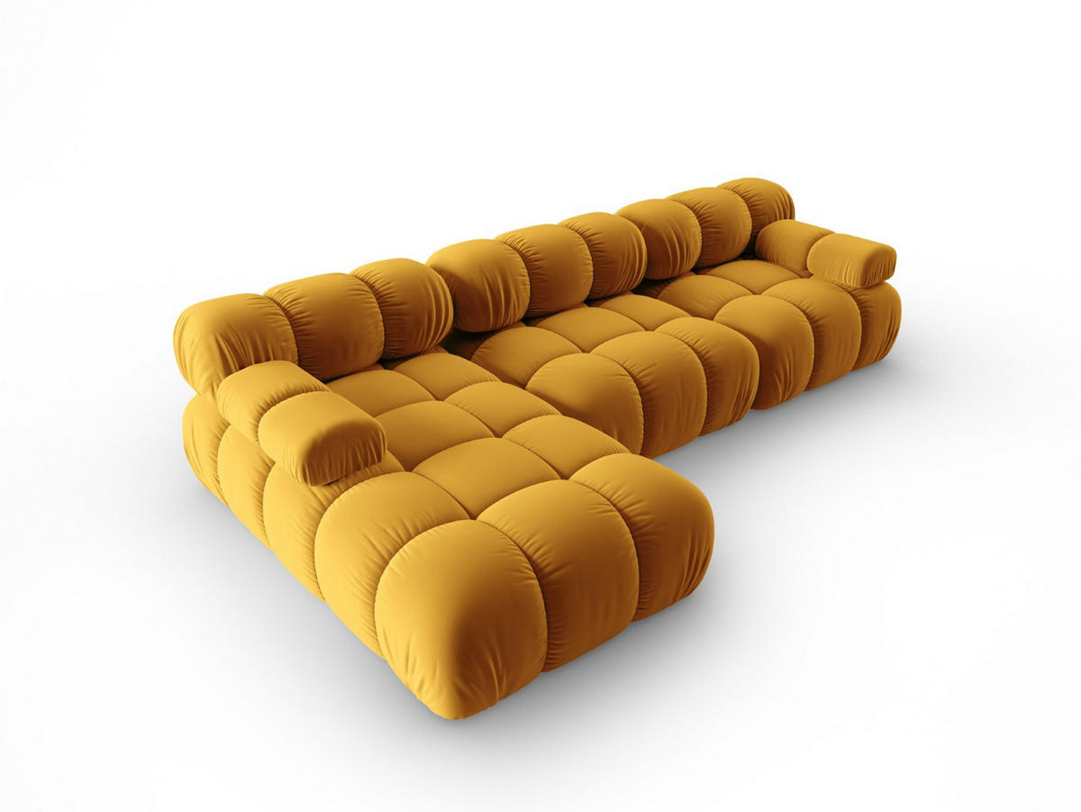 MODULARES-ECKSOFA links Bellis aus Samt gelb 4 Sitzplätze - Gelb, Textil (122/285cm) - Micadoni