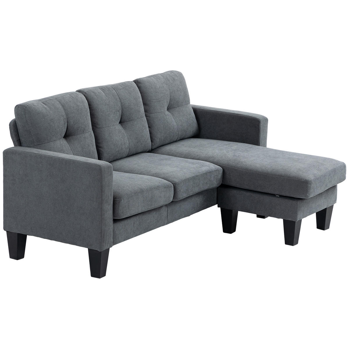 ECKSOFA Dunkelgrau 186.0/130.0/84.0 cm - Dunkelgrau, Textil (130/186cm)
