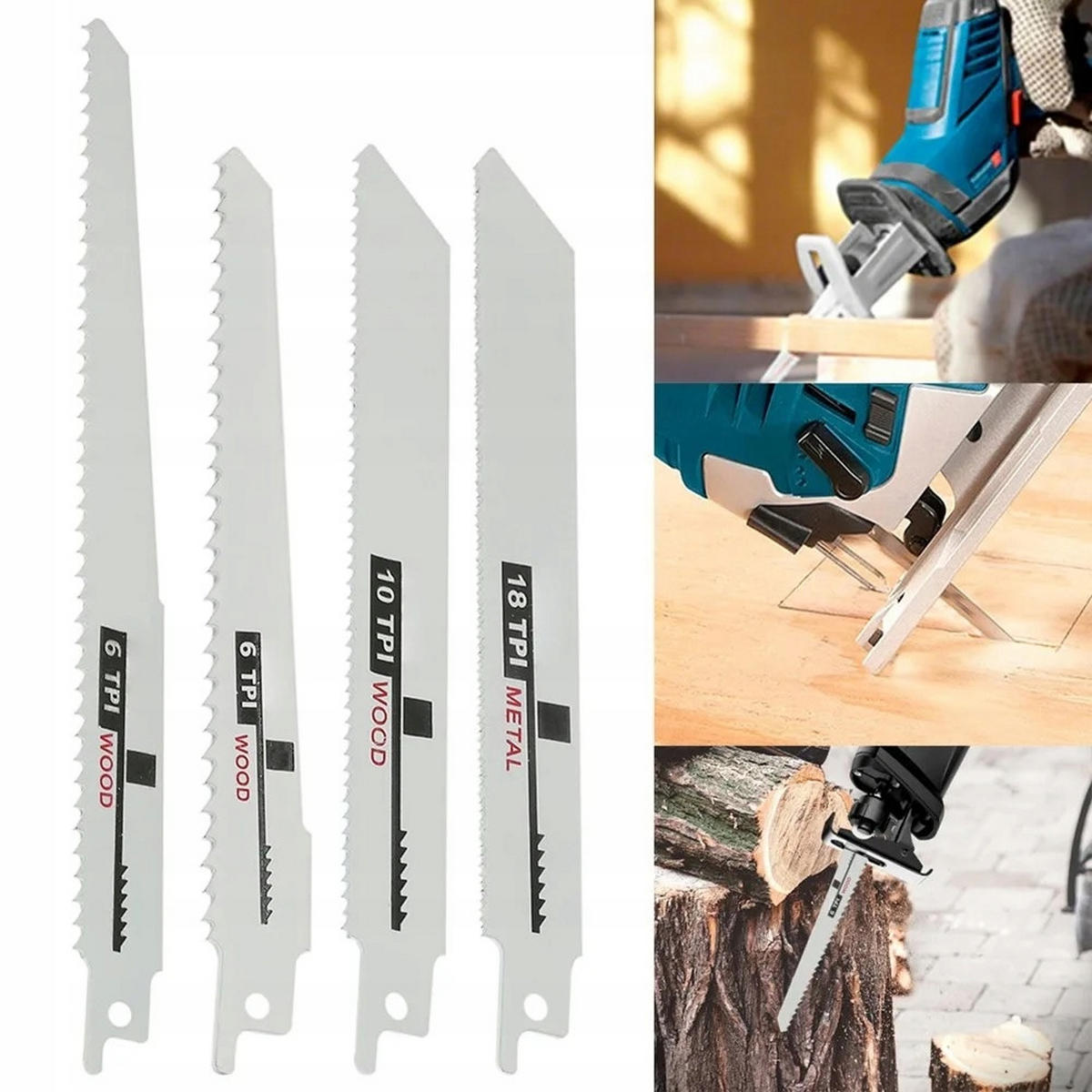 SÄBELSÄGEBLATT Universal 4-tlg. Set, 3x 150 mm 1x 200 mm, 19 mm, 6/10/18 TPI, Holz/Metall/PVC - Multicolor, Kunststoff/Metall (10/10/10cm)